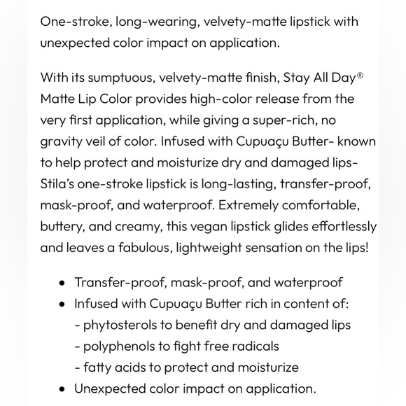 Stila Stay All Day Matte Lip Color- Sealed With A Kiss - Picture 12 of 12